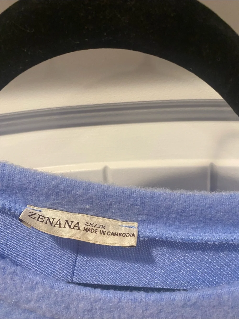 Zenana Cozy Relaxed Crewneck Sweater with Front Pocket — Light Blue